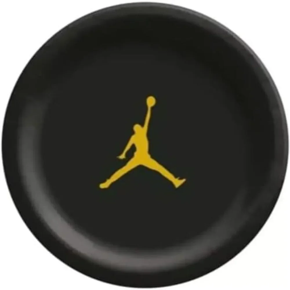 Custom Basketball Decorative Birthday Party Plates, Black with Gold Design
